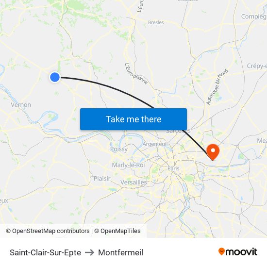 Saint-Clair-Sur-Epte to Montfermeil map