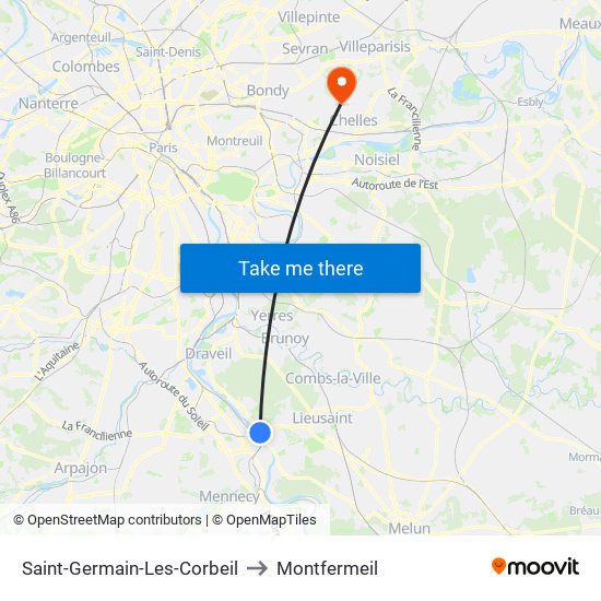 Saint-Germain-Les-Corbeil to Montfermeil map