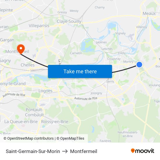 Saint-Germain-Sur-Morin to Montfermeil map