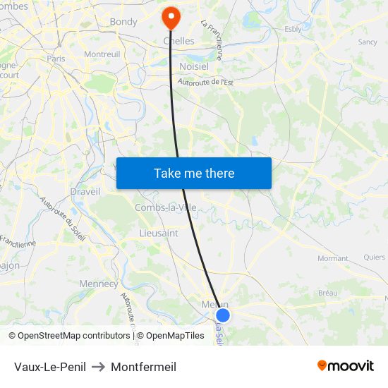 Vaux-Le-Penil to Montfermeil map