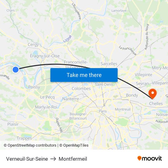 Verneuil-Sur-Seine to Montfermeil map