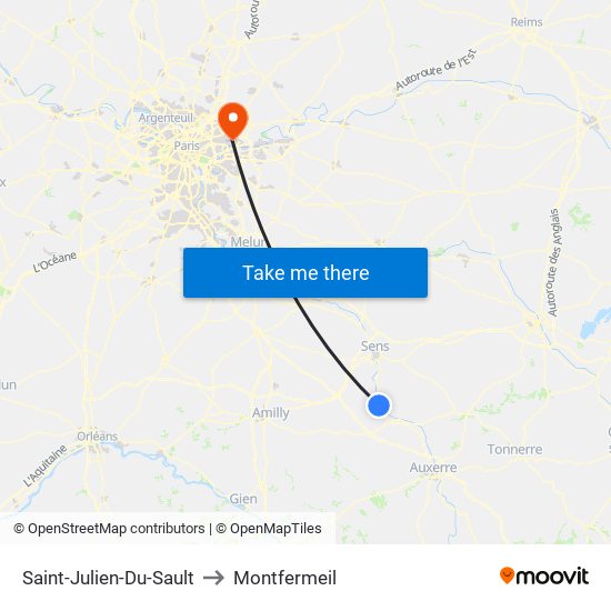 Saint-Julien-Du-Sault to Montfermeil map