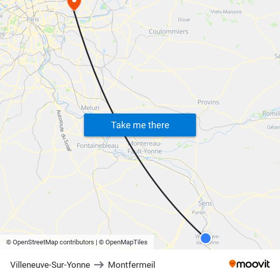 Villeneuve-Sur-Yonne to Montfermeil map