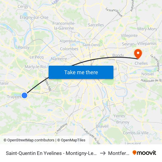 Saint-Quentin En Yvelines - Montigny-Le-Bretonneux to Montfermeil map