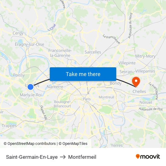 Saint-Germain-En-Laye to Montfermeil map