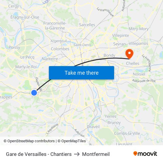 Gare de Versailles - Chantiers to Montfermeil map