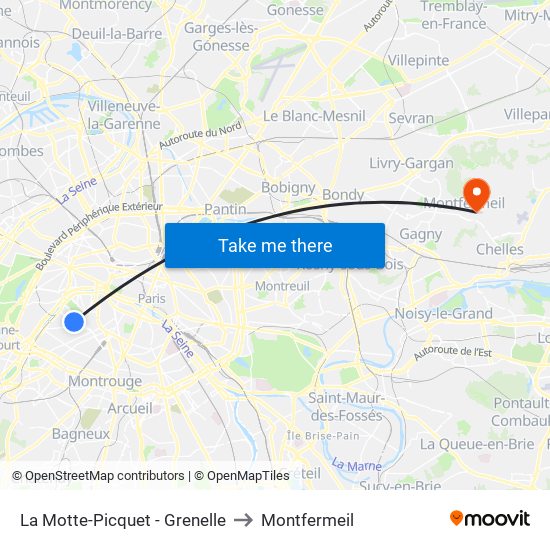 La Motte-Picquet - Grenelle to Montfermeil map