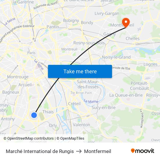 Marché International de Rungis to Montfermeil map