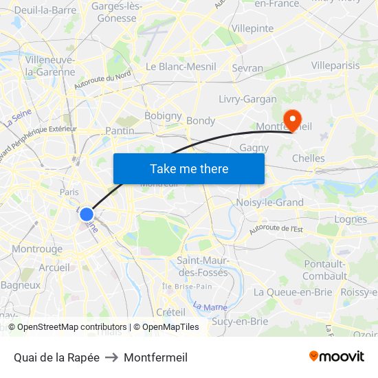 Quai de la Rapée to Montfermeil map