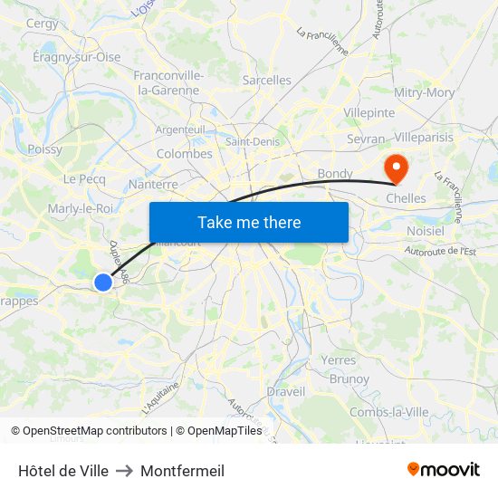 Hôtel de Ville to Montfermeil map