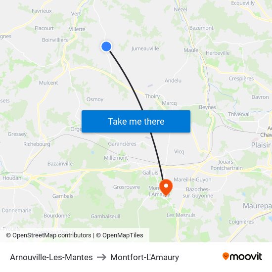Arnouville-Les-Mantes to Montfort-L'Amaury map