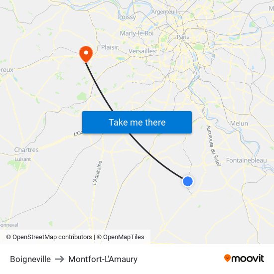 Boigneville to Montfort-L'Amaury map