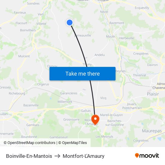 Boinville-En-Mantois to Montfort-L'Amaury map