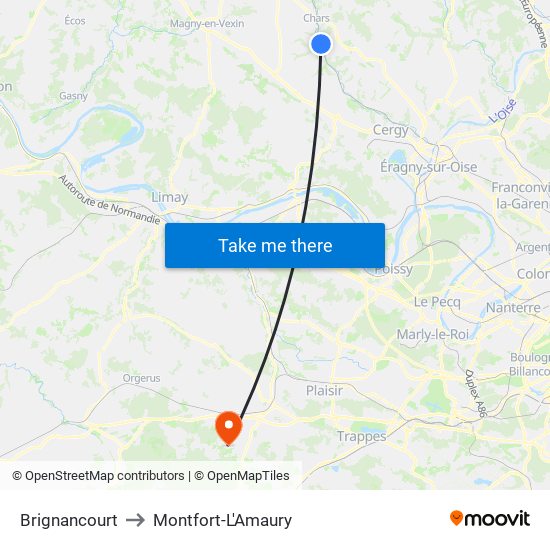 Brignancourt to Montfort-L'Amaury map