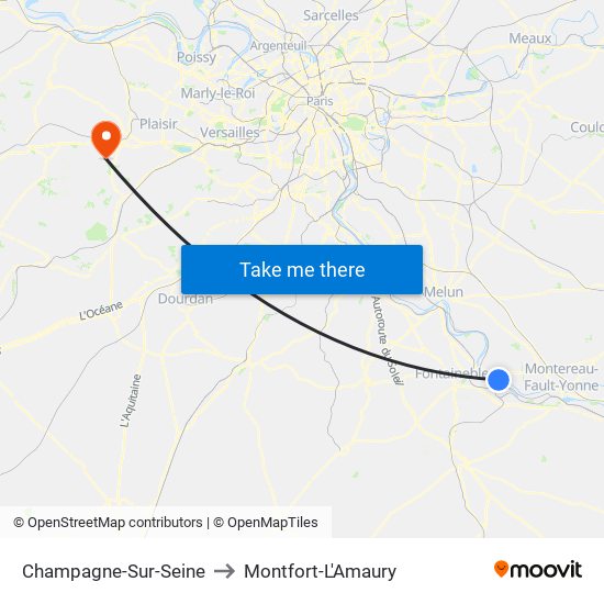 Champagne-Sur-Seine to Montfort-L'Amaury map