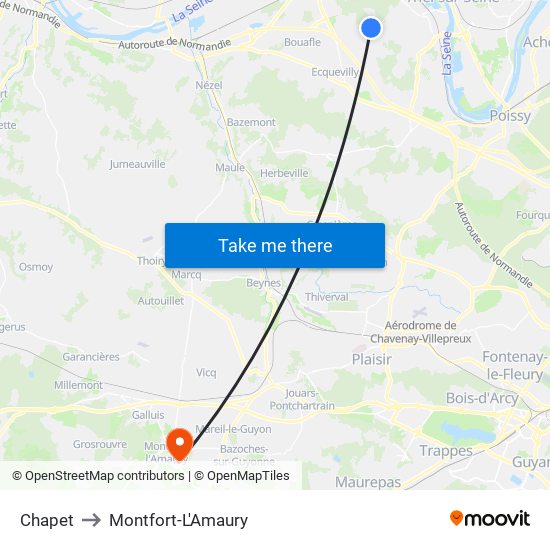 Chapet to Montfort-L'Amaury map