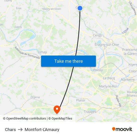 Chars to Montfort-L'Amaury map