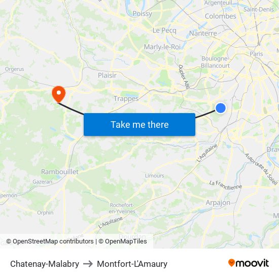 Chatenay-Malabry to Montfort-L'Amaury map