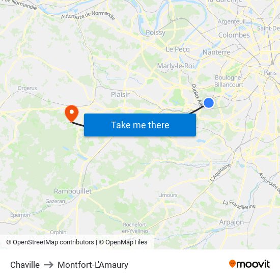 Chaville to Montfort-L'Amaury map