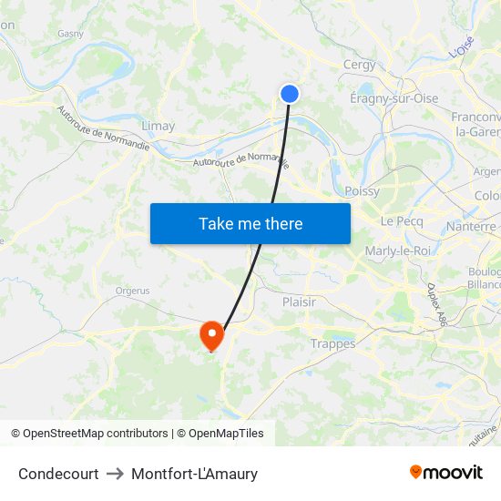 Condecourt to Montfort-L'Amaury map