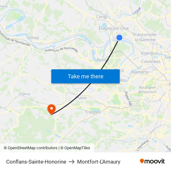 Conflans-Sainte-Honorine to Montfort-L'Amaury map