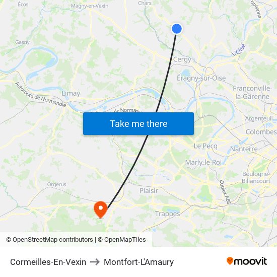 Cormeilles-En-Vexin to Montfort-L'Amaury map