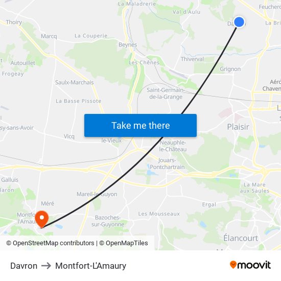 Davron to Montfort-L'Amaury map