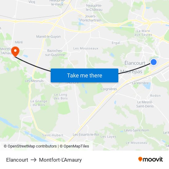 Elancourt to Montfort-L'Amaury map