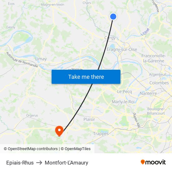 Epiais-Rhus to Montfort-L'Amaury map