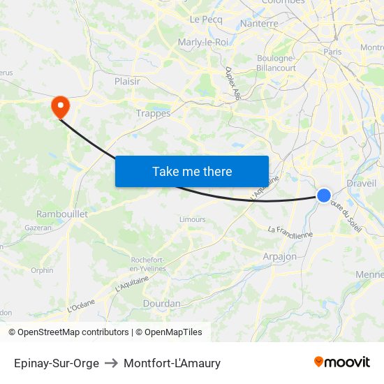 Epinay-Sur-Orge to Montfort-L'Amaury map