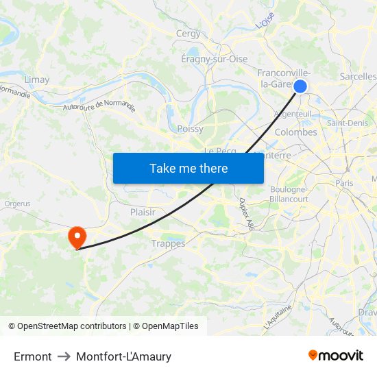 Ermont to Montfort-L'Amaury map