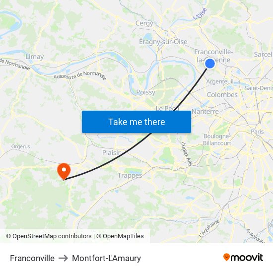 Franconville to Montfort-L'Amaury map