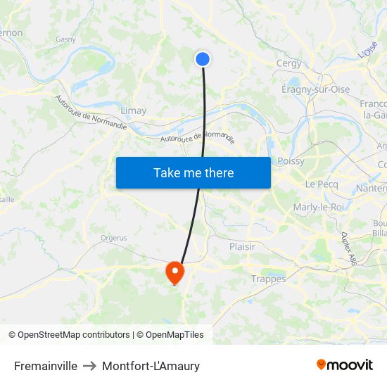 Fremainville to Montfort-L'Amaury map
