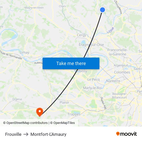 Frouville to Montfort-L'Amaury map