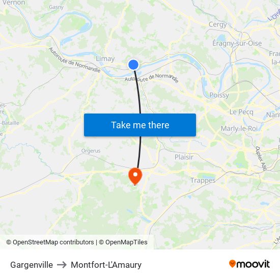 Gargenville to Montfort-L'Amaury map