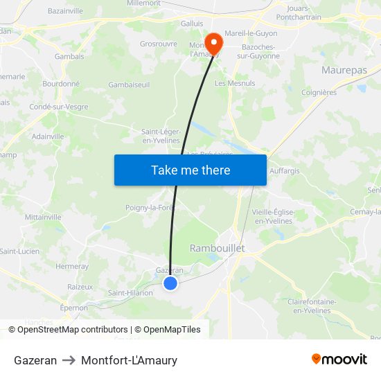 Gazeran to Montfort-L'Amaury map