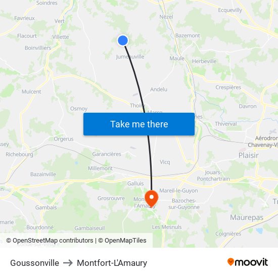 Goussonville to Montfort-L'Amaury map