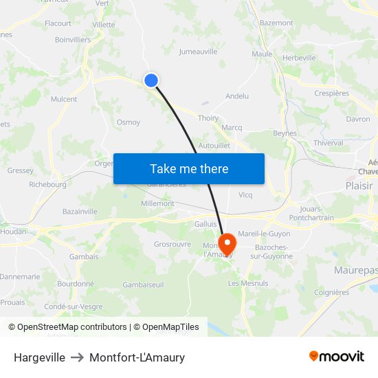 Hargeville to Montfort-L'Amaury map