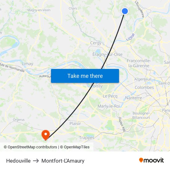 Hedouville to Montfort-L'Amaury map