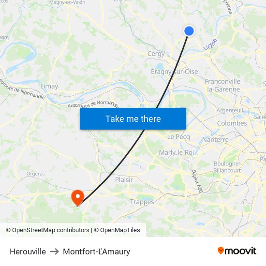 Herouville to Montfort-L'Amaury map