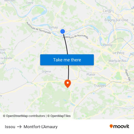Issou to Montfort-L'Amaury map