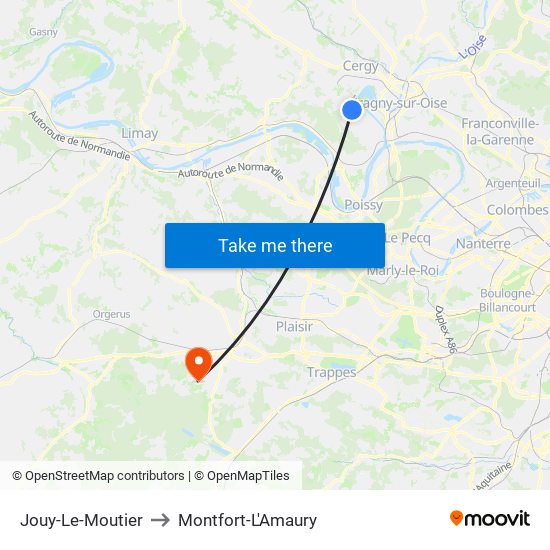 Jouy-Le-Moutier to Montfort-L'Amaury map