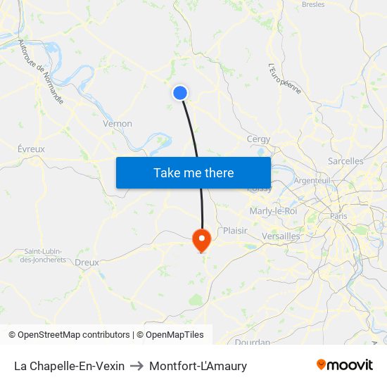 La Chapelle-En-Vexin to Montfort-L'Amaury map