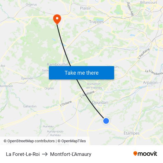 La Foret-Le-Roi to Montfort-L'Amaury map