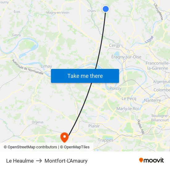 Le Heaulme to Montfort-L'Amaury map