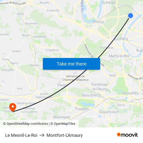 Le Mesnil-Le-Roi to Montfort-L'Amaury map