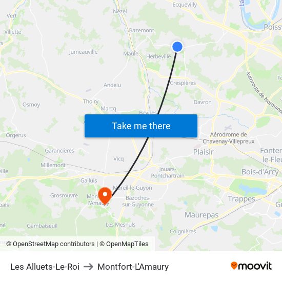 Les Alluets-Le-Roi to Montfort-L'Amaury map