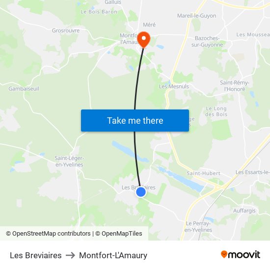 Les Breviaires to Montfort-L'Amaury map