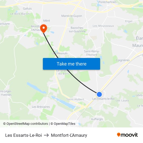Les Essarts-Le-Roi to Montfort-L'Amaury map