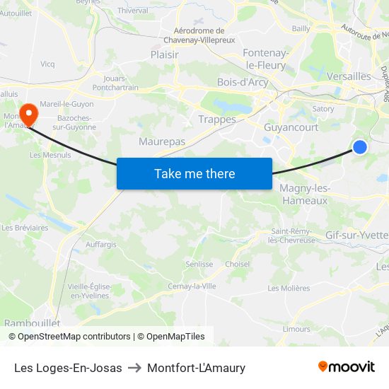 Les Loges-En-Josas to Montfort-L'Amaury map